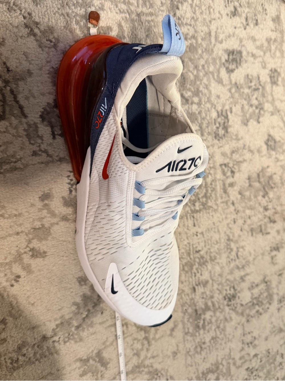 Nike Mens Air Max 270 Sneakers - White/Navy/Red - Picture 3 of 9